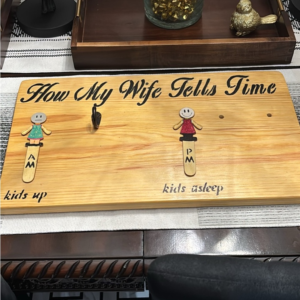 Charming Wooden Wall Art with Playful Figures custom made by my husband